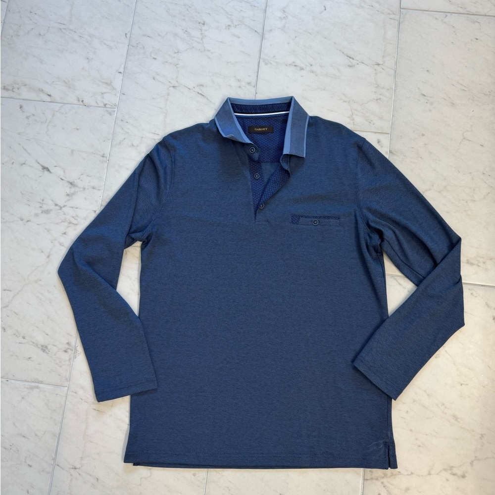 Classic Navy Long Sleeve Polo by Garnet